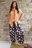 Basso Big Dot Balloon Cuff Pant Navy & Tan